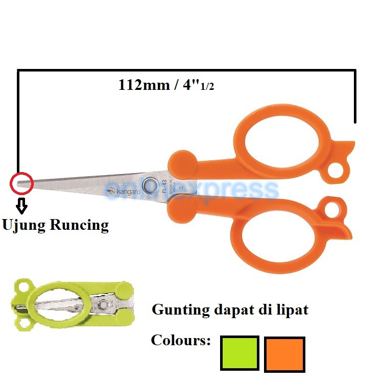 

Gunting Kecil / Gunting Lipat 4.5 Inch (11cm) / Gunting FL43 Kangaro