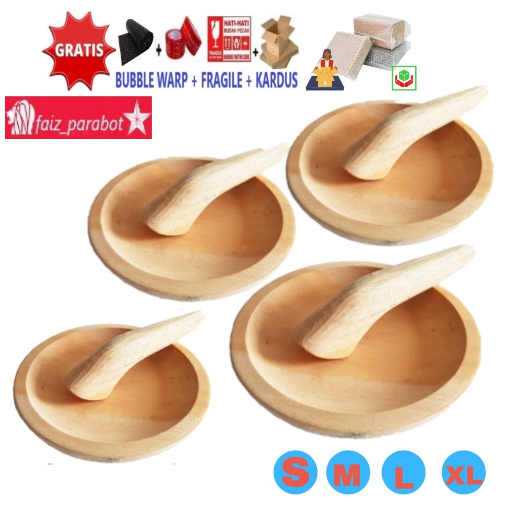 ulekan cobek cowet kayu besar 22 cm + ulekan