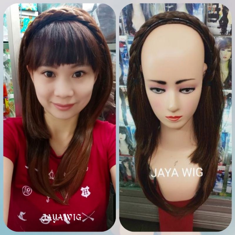 Wig Bando Lurus Panjang 45cm Bahan Halus Lembut Seperti Rambut Asli Bando Wig Ready 6 Warna