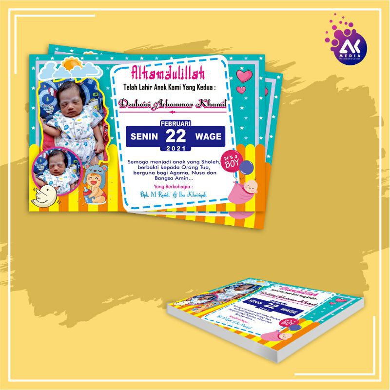 Undangan unik / Kartu nasi / Ucapan bayi / Tasyakuran Murah