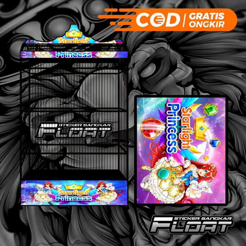 STIKER DECAL SANGKAR KOTAK REPLIKA KOSAN MOTIF PRINCESS STARLIGHT