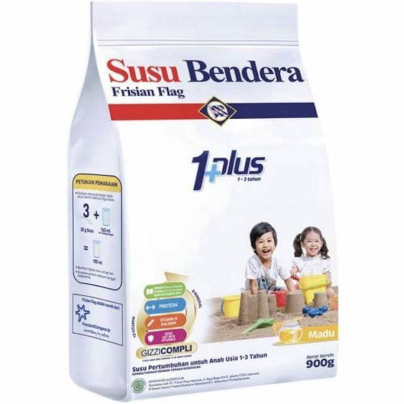 bendera 1+ plus 900 gr / bendera 3+ plus 900gr susu pertumbuhan madu dan vanila 900gr