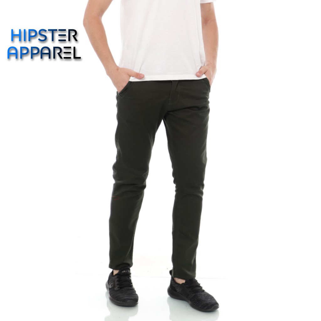 HIPSTER celana chino panjang pria warna  HIJAU ARMY  GREEN  