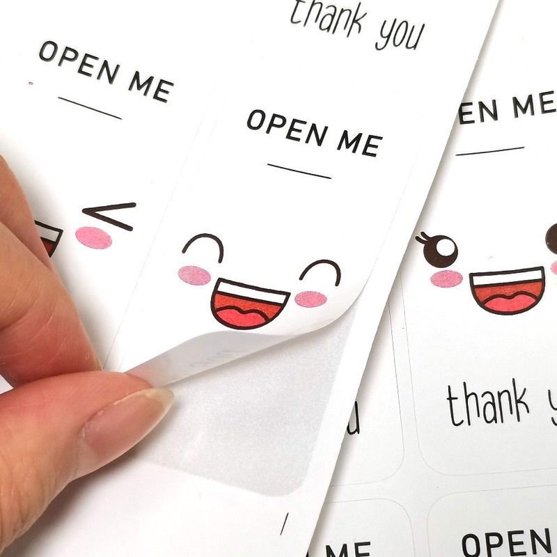 [25Pcs/Pack] Sticker Label Segel Open Me Thank You Emoticon / Stiker Pengiriman Online Shop