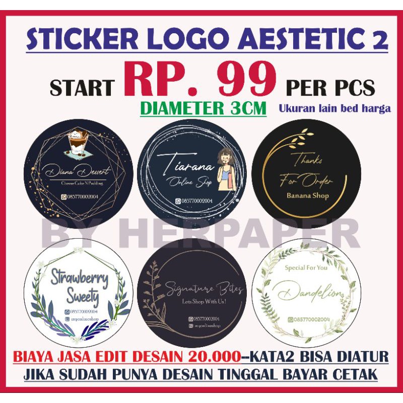 (TERMURAH Rp.99 MINIlM 200) PO STIKER AESTETIC kekinian .logo produk/OLSHOP. MAKANAN LOGO KEKINIAN-4
