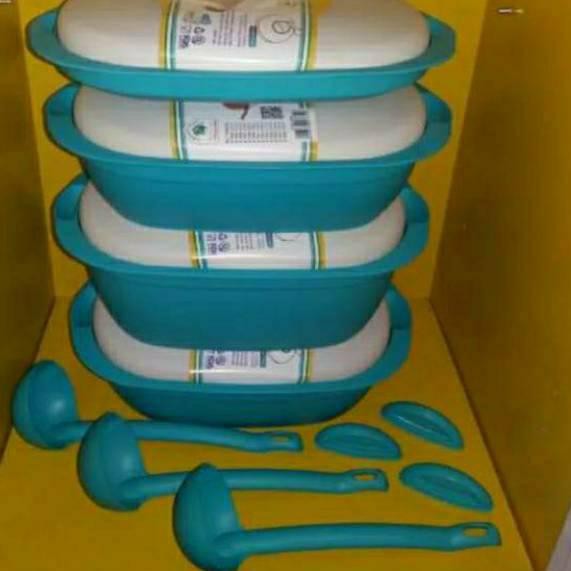 ➹ WADAH SAJI VERONA GREEN LEAF SET 4 ☑