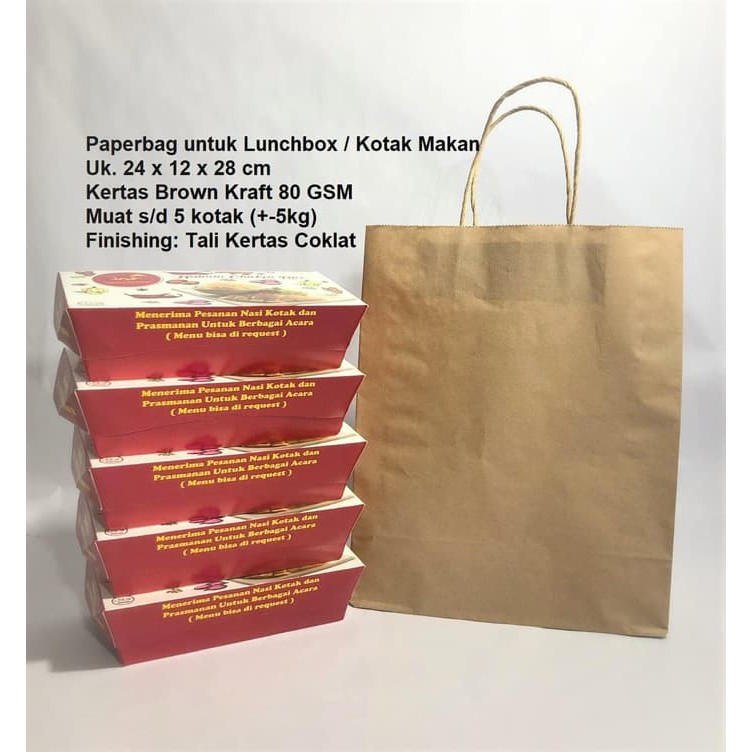 

Paperbag Foodbag lunch box 24x12x28cm Tali kertas