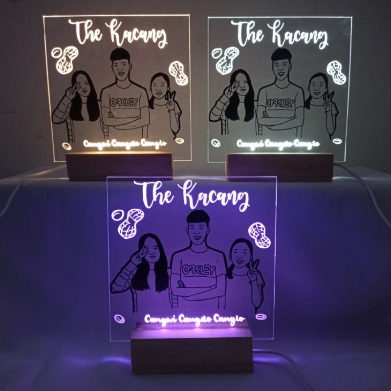 square led acrylic / lettering photo siluet gift / Bingkai Unik / lampu tidur / Custom Ucapan Selama