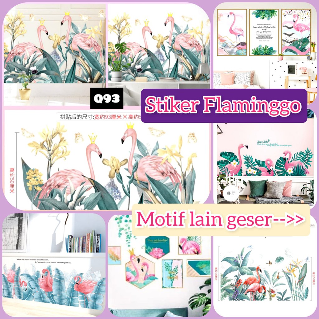 WALLSTICKER WALLSTIKER WALL SETIKER STIKER STICKER DINDING TEMBOK F1 FLAMINGGO FLAMINGO KAKTUS DEKOR