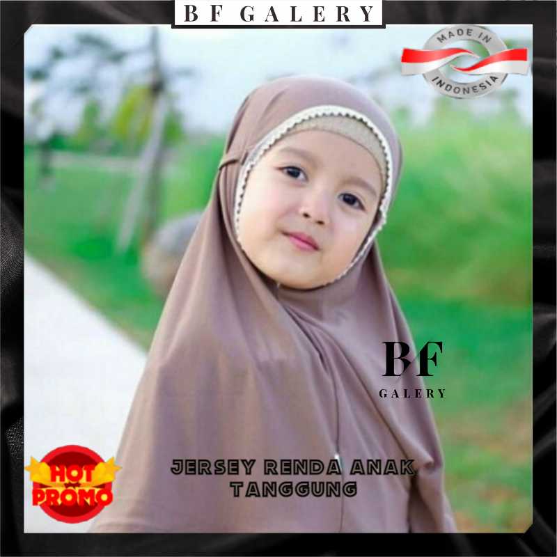 BFJ028 Hijab Jersey Renda Anak Tanggung Usia 2-6 tahun bahan lembut Bergo Renda Anak Jilbab Maryam Renda Jakarta