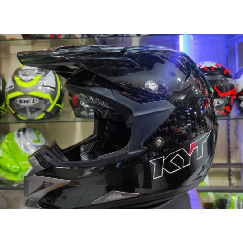HELM KYT CROSS OVER SOLID BLAK METALIK & WHITE