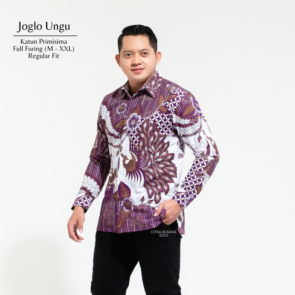 JOGLO UNGU Kemeja Batik Pria Full Furing Bahan Katun Primisima