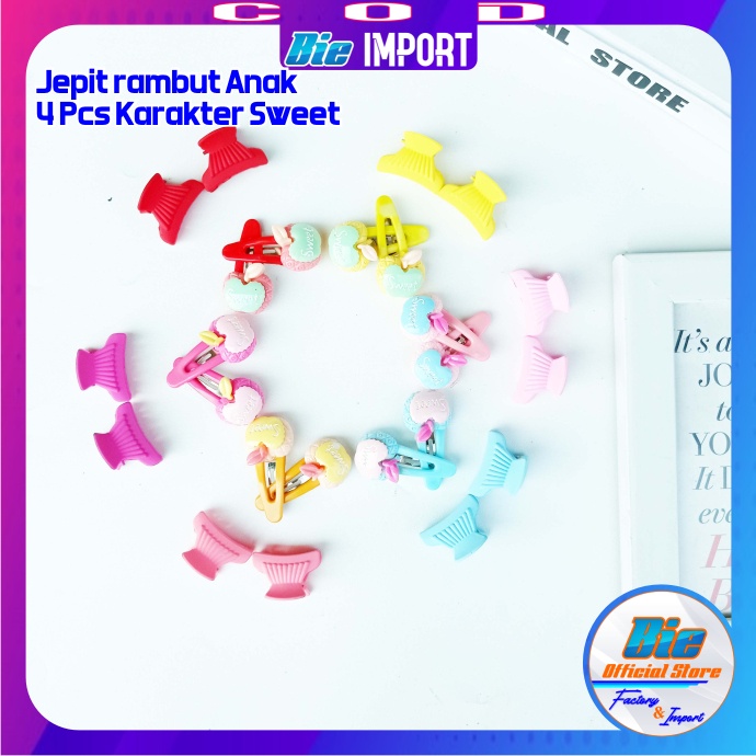 4 Pcs Jepit Tiptop Anak Karakter Premium Impor Best Seller