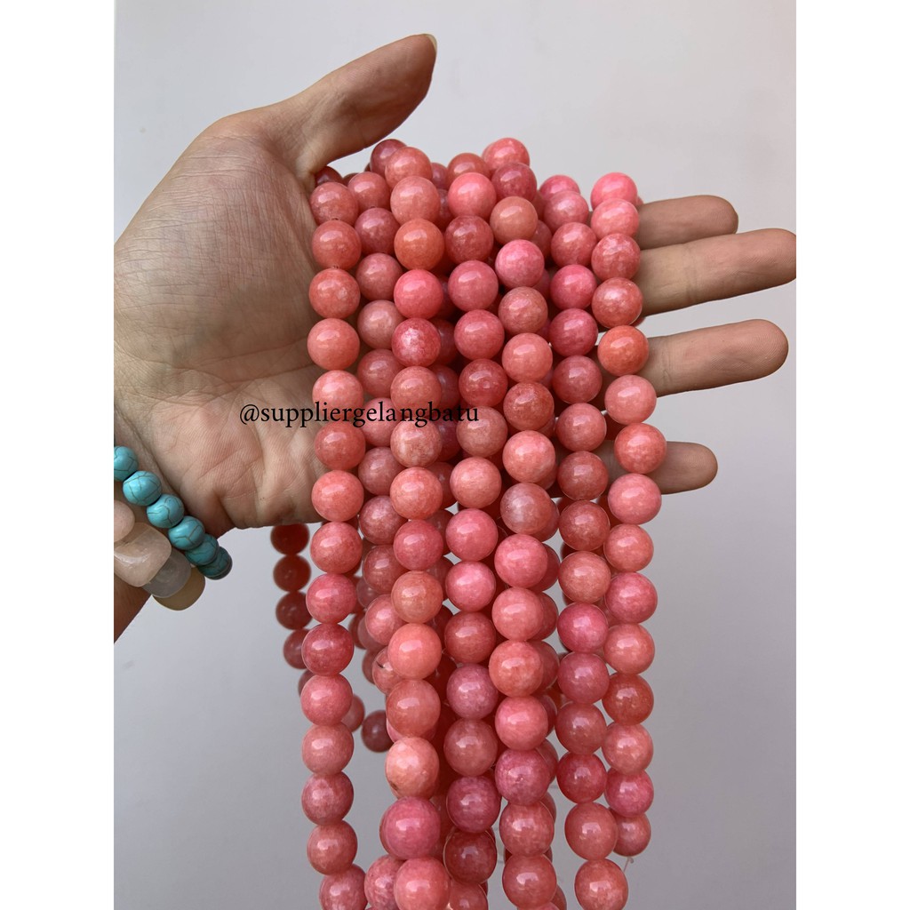 batu kristal red borneo pink 12mm banjar crystal stone healing serat