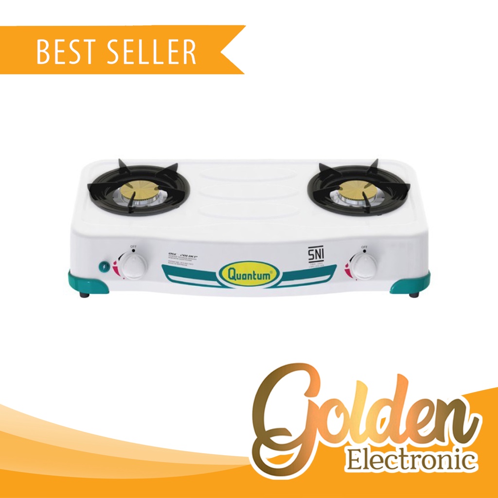 Kompor Gas 2 Tungku Quantum Pematik Electric QGC201DEP / QGC 201 DEP / QGC-201DEP Pematik Baterai