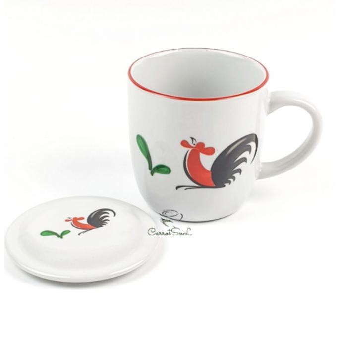 Mug Tutup / Cangkir Tutup Motif Ayam Jago / Cangkir Teh