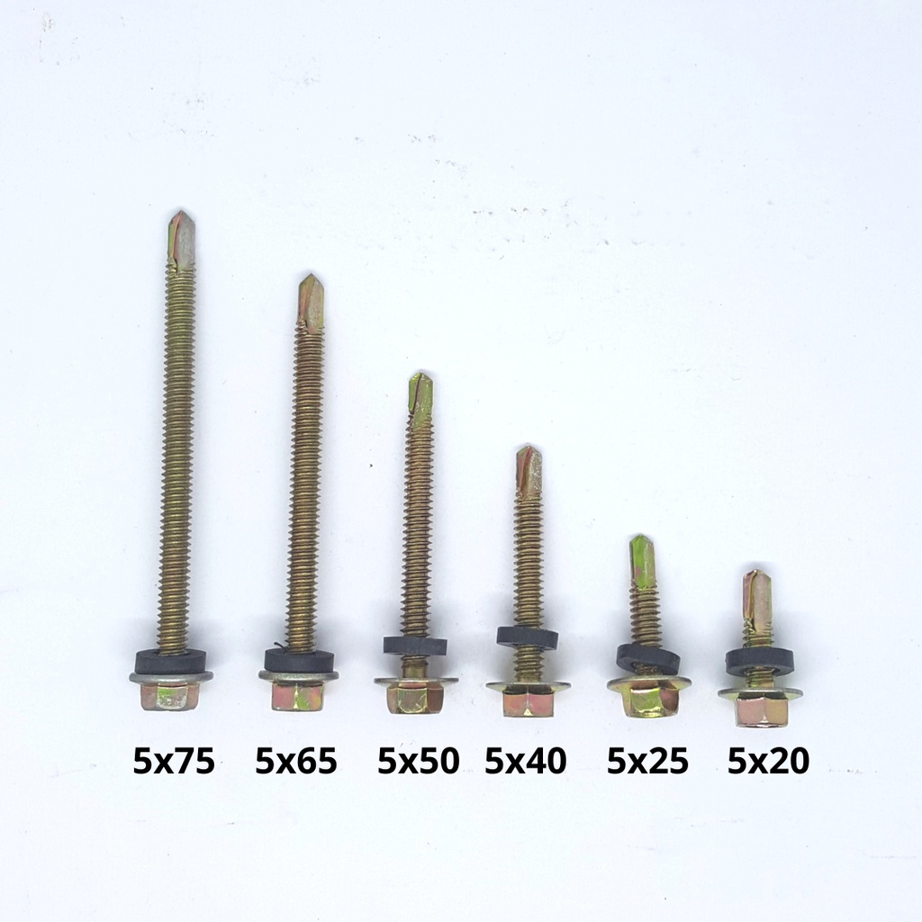 Baut Roofing Kuning Hafas 5x20 10pcs/ Baut Drilling / Baut Baja Ringan