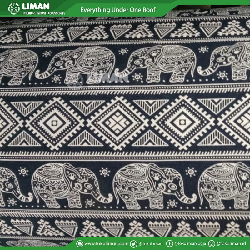 Kain Kanvas Meteran Motif Gajah Bahan Kerajinan