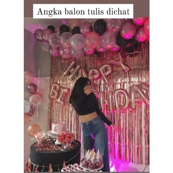 i ulang tahun serba pink/ dekorasi ulang tahun / tirai ulang tahun /