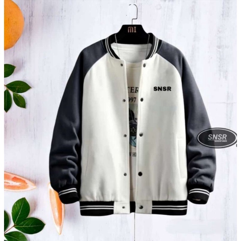 Jaket Baseball Varsity Reglan Kanvas Drill Jaket Bomber Kombinasi Polos Premium