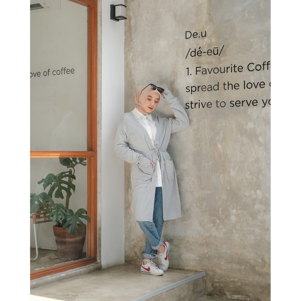 Long Cardi Grey Pocket