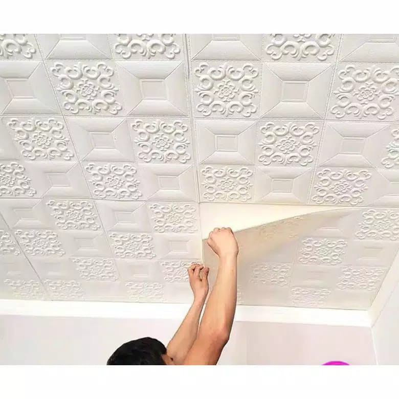 [BAYAR DITEMPAT] - TERLARIS! Wallpaper 3D Modern Wood Foam Batik BRICKFOAM BATIK PLAFON WALLPAPER MU-1