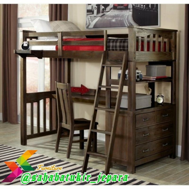 Ranjang Tingkat set Meja Belajar anak
