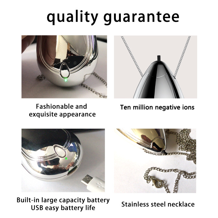 Kalung Air Purifier / Humidifier / Ozone Generator Ion Negatif Mini Dapat Dipakai