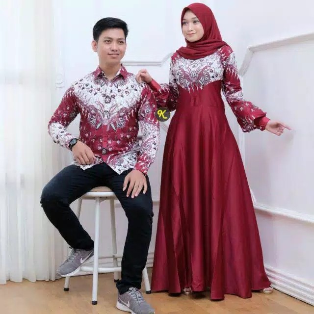 Couple Batik Gamis Original Kain Halus Couple Masakini Terlaris Asli Karyaku]