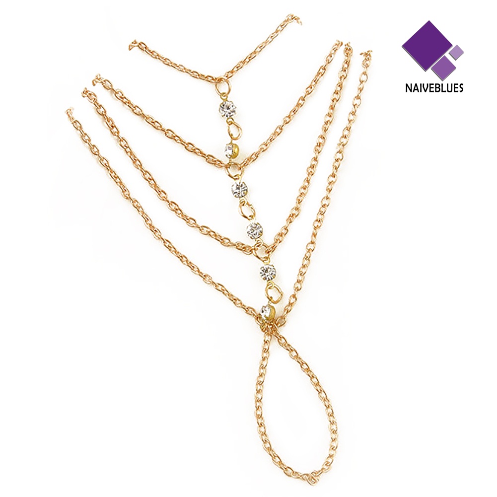 Naiveblue &gt; Gelang Tangan Sambung Cincin Aksen Rantai Untuk Perhiasan Wanita / Pantai / Dance