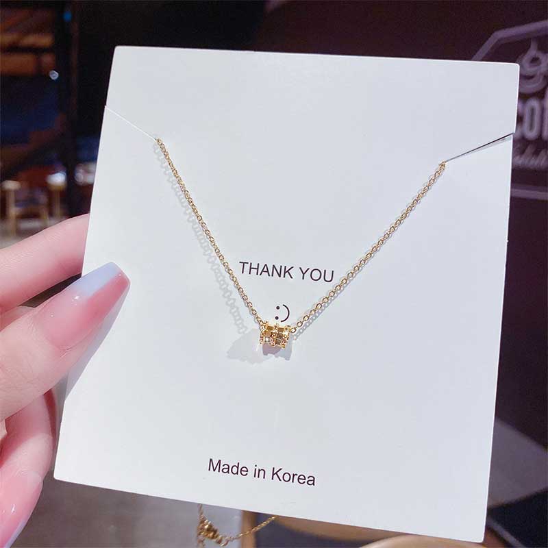 XiaoboACC Kalung Liontin Pinggang Kecil Bahan Titanium Steel Lapis Emas 18k Ukuran Gaya Korea 38cm + 6.0cm