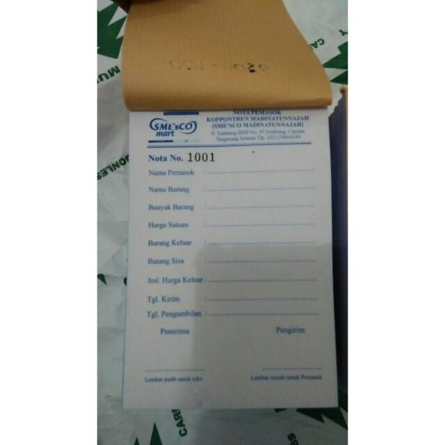 

Nota / kwitansi 2 ply ukuran A5