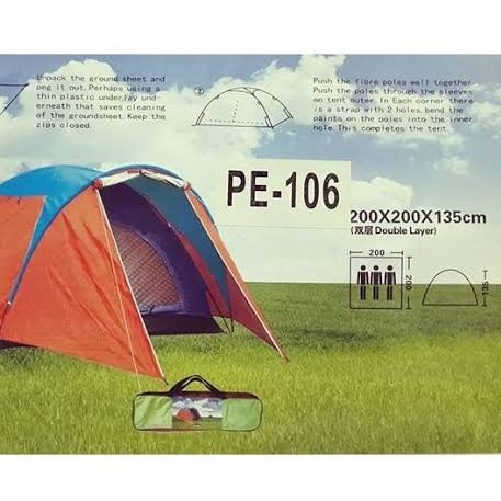 Tenda Camping Hyu PE 106 Double Layer Frame Fiber 4P