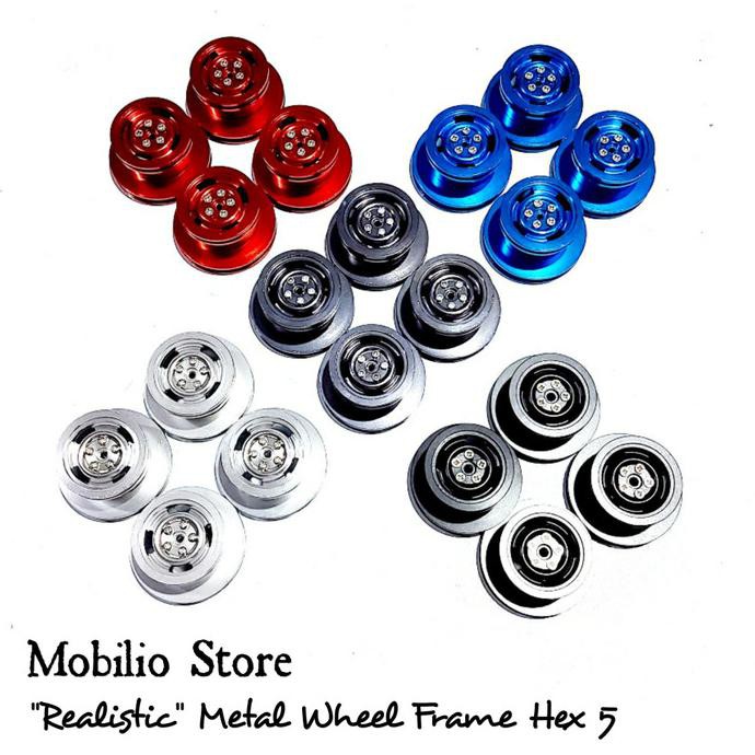 Upgrade Part - Realistic Metal Wheel Frame Velg Hex 5 mm Rc MN WPL - Merah