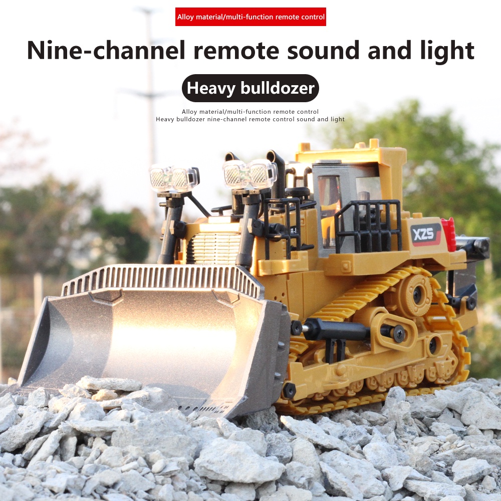 HOT DEALS Mainan Bulldozer Remote Control Bulldozer RC Mainan Mobil Kontruksi Front Loader Lampu
