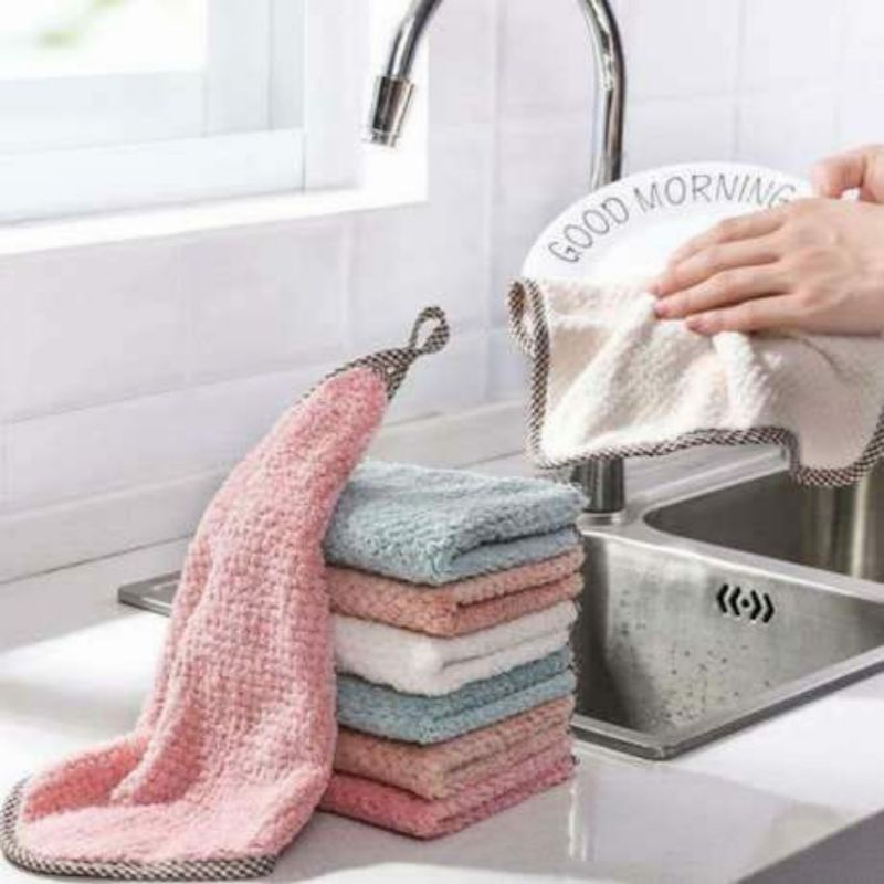 Hand Towel Lap Tangan Coral Polos Kain Model Gantung Handuk Tangan