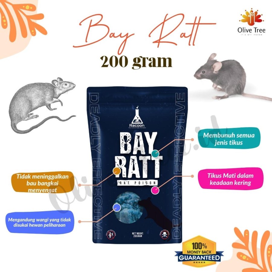 BAYRATT Racun Tikus Mati Kering Tidak Meninggalkan Bau / Anti Tikus 200 gram Usir Tikus Rat Repellent