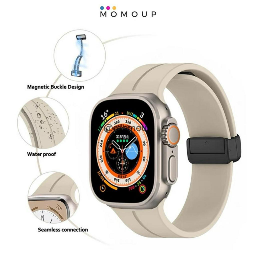 Strap Smartwatch Apple Watch Series 7 SE 6 5 4 3 2 1 Smartwatch Ultra Bahan Silikon Magnet Strap Apple Watch 42mm 44mm 45mm 49mm Ultra