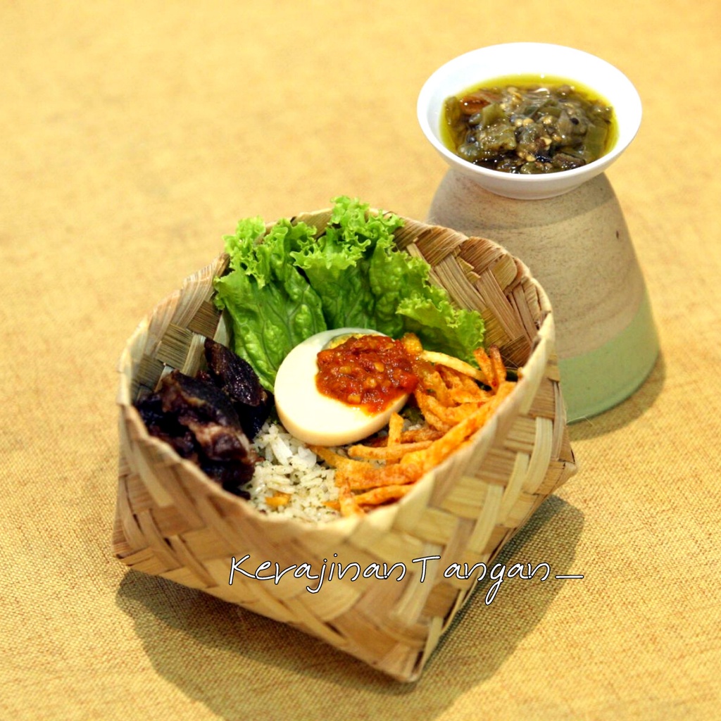 Besek 15x15 sepasang besek wadah nasi kenduri besek anyam siap pakai