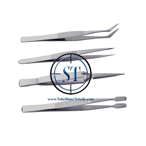 Pinset 4 Fungsi Serbaguna Stainless Kurva Lurus Tweezer Hobi Capit Pingset Kuat Kokoh isi 4Pcs