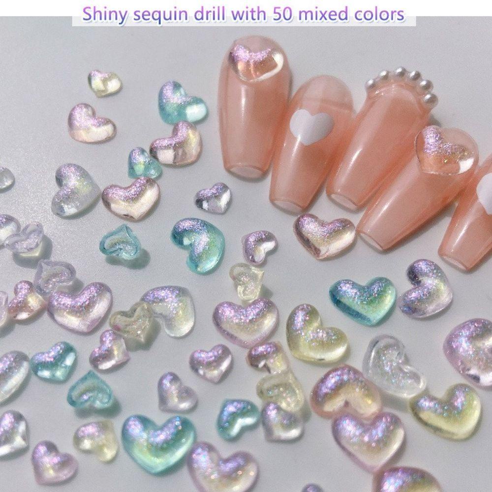 AUGUSTINA Augustina Nail Art Charms Sparkly Crystal Love Heart Peach Manikur Aksesoris Beruang Dekorasi Nail Art