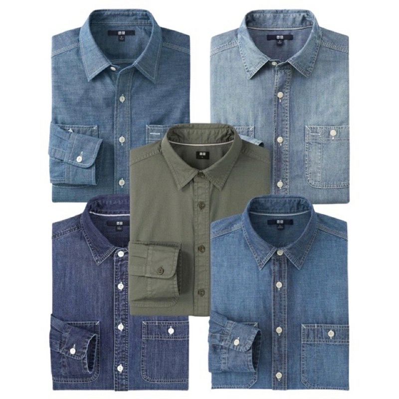 UNIQLO MEN CHAMBRAY SHORT-SLEEVE SHIRT