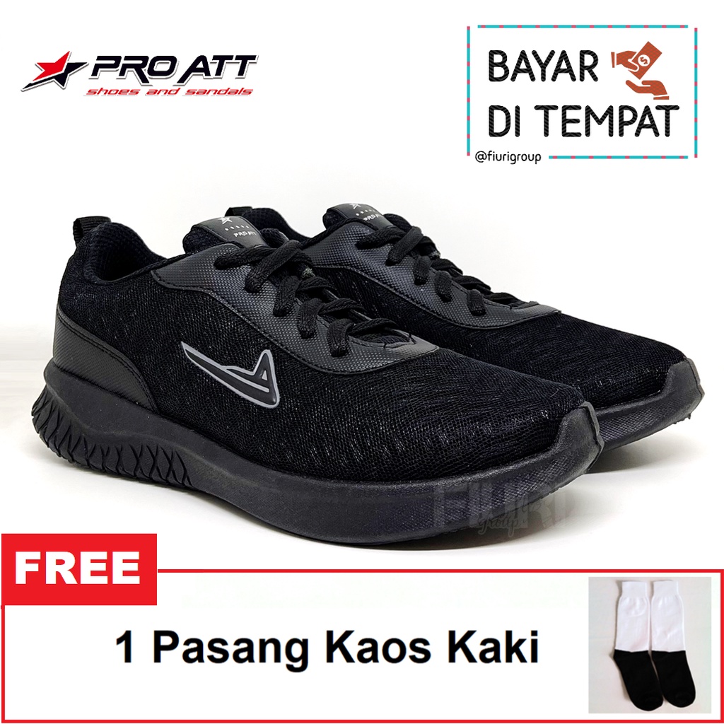 FIURI - Pro ATT Original - LCH 720 FULL HITAM 37-40 - Sepatu Kets Wanita - Sepatu Sneakers Wanita - Sepatu Olahraga Sport Wanita - Sepatu Casual - Sepatu Jogging Lari Fitness Gym Senam Wanita - Sepatu Cewek - Sepatu Sekolah Bertali SD SMP SMA