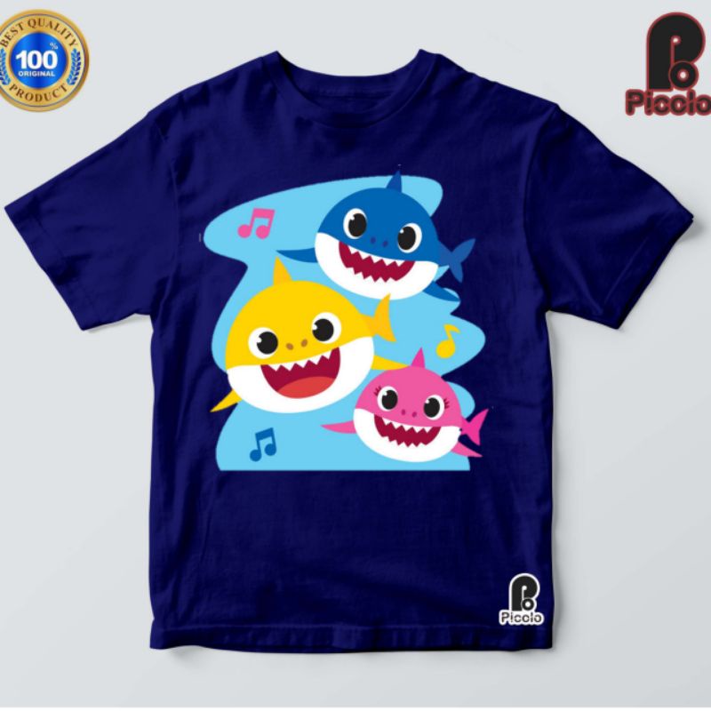 Kaos T-shirt Lengan Pendek Motif Print Kartun Baby Shark Untuk Anak Laki-laki / Perempuan