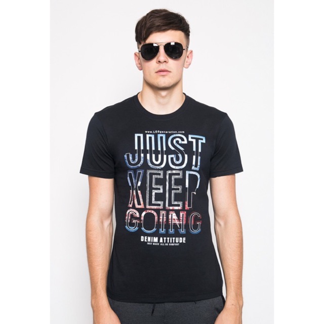 KAOS LGS DENIM MOTIF BAHAN KATUN HITAM