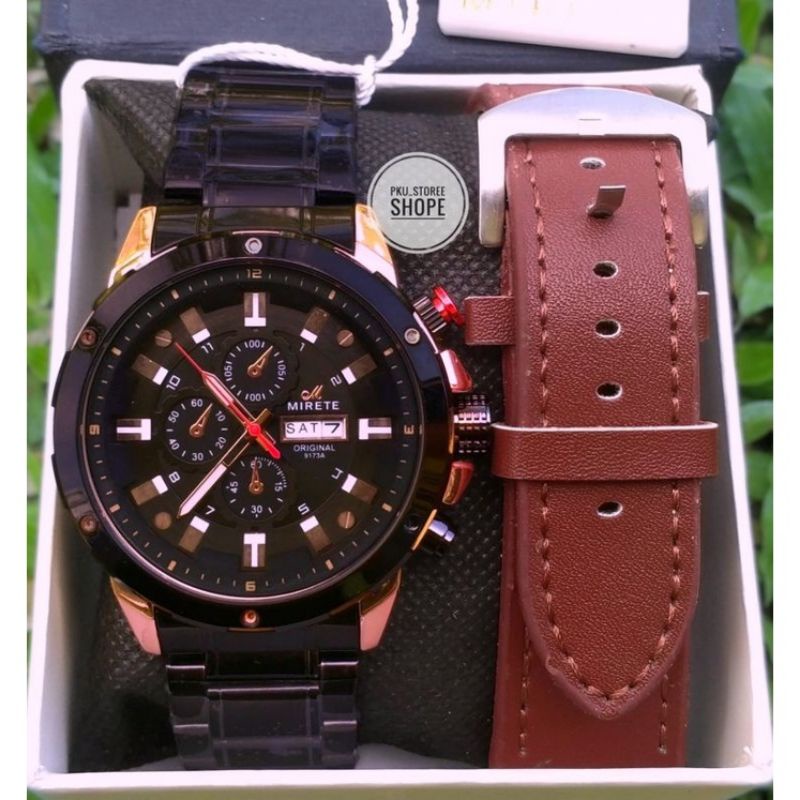 (BAYAR DITEMPAT) JAM TANGAN SPORT MIRETE PRIA KEREN SIMPLE RANTAI STAINLISS STELL TANGGAL HARI AKTIF ORIGINAL TAHAN AIR BAHAN IMPORT ANALOG FREE BOX DAN TALI KULIT, JAM TANGAN PRIA MIRETE TERLARIS, JAM TANGAN PRIA BEST SELLER, JAM TANGAN PRIA TERMURAH,