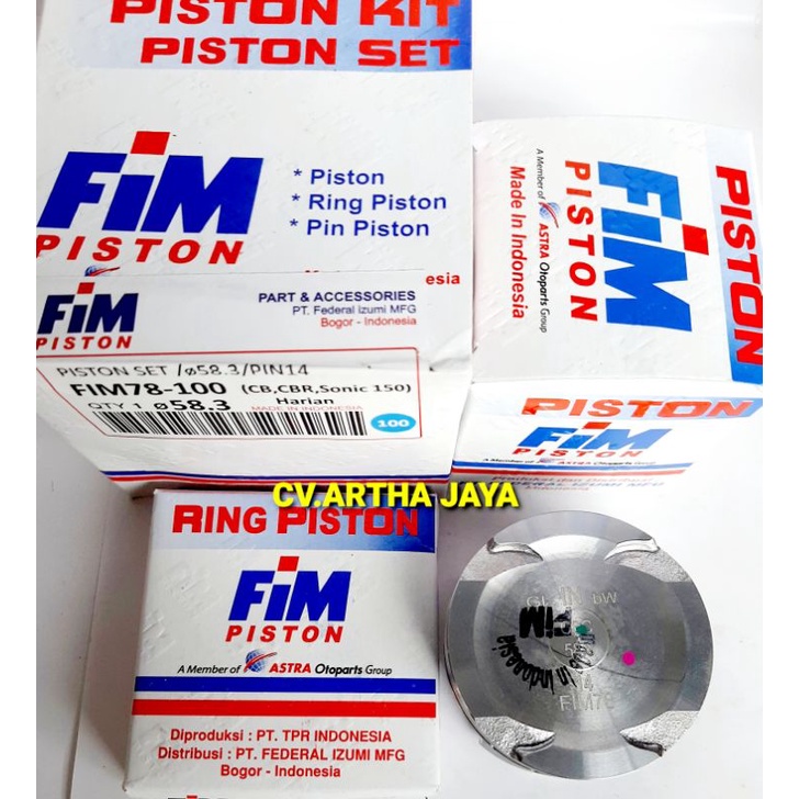 PISTON KIT FIM FIM78 HONDA SONIC 150 R / CBR 150 LED / SUPRA GTR 150 / NEW CBR LED / CB LED ( 57,3 / 57,8 / 58,3 / 58,8 / 59,3 / 59,8 / 60,3 ) ( STD / 050 / 100 / 150 / 200 / 250 / 300 ) ( PEN 14 / PIN 14 )-4