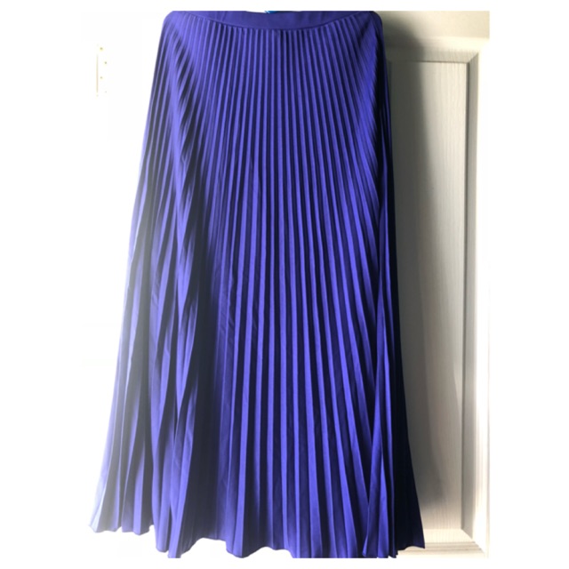 Preloved rok plisket warna biru elektrik