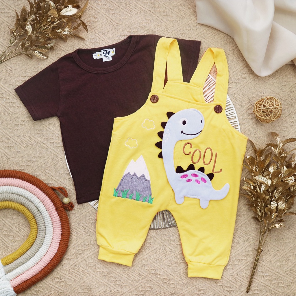 BARU! LIX001 - 2in1 Overall fashion Dinosaur bayi cowok laki-laki baju kodok Pergi Jalan Casual