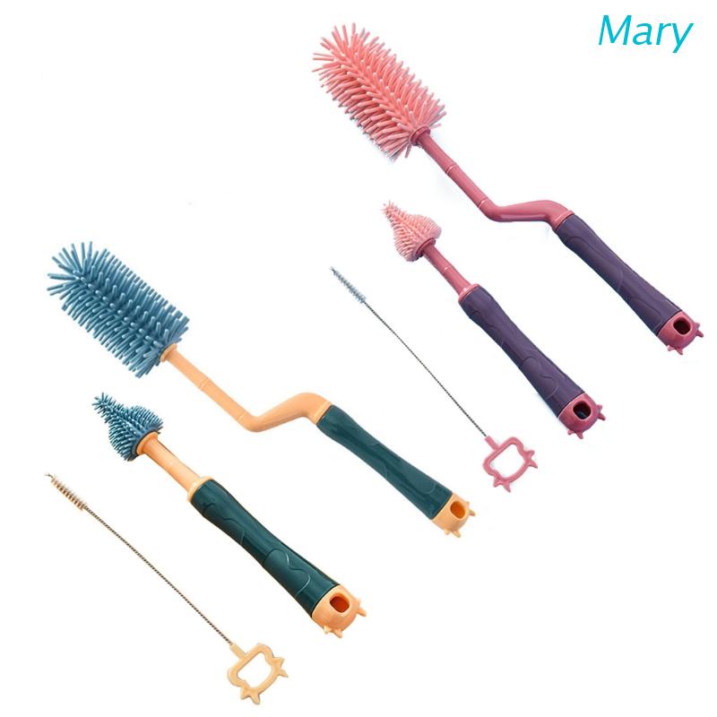 Mary 3pcs / Set Sikat Pembersih Botol Susu / Dot Bayi Dengan Gagang Putar
